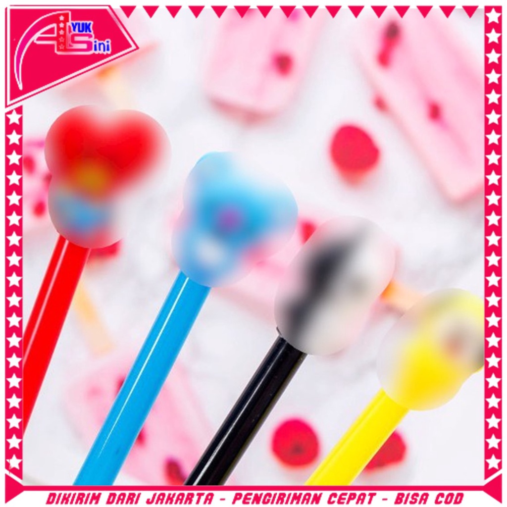 

AS Pulpen Cute Characters Black ink Gel Pen Pena Karakter Kartun Stationary