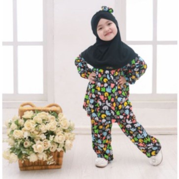 Setelan Baju Muslim Anak Oneset Calista Set Baju Anak Perempuan Ocacaca_Ready