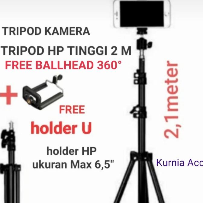 tripod hp dan kamera 2 meter / tripod 2 meter / tripod kamera + holder