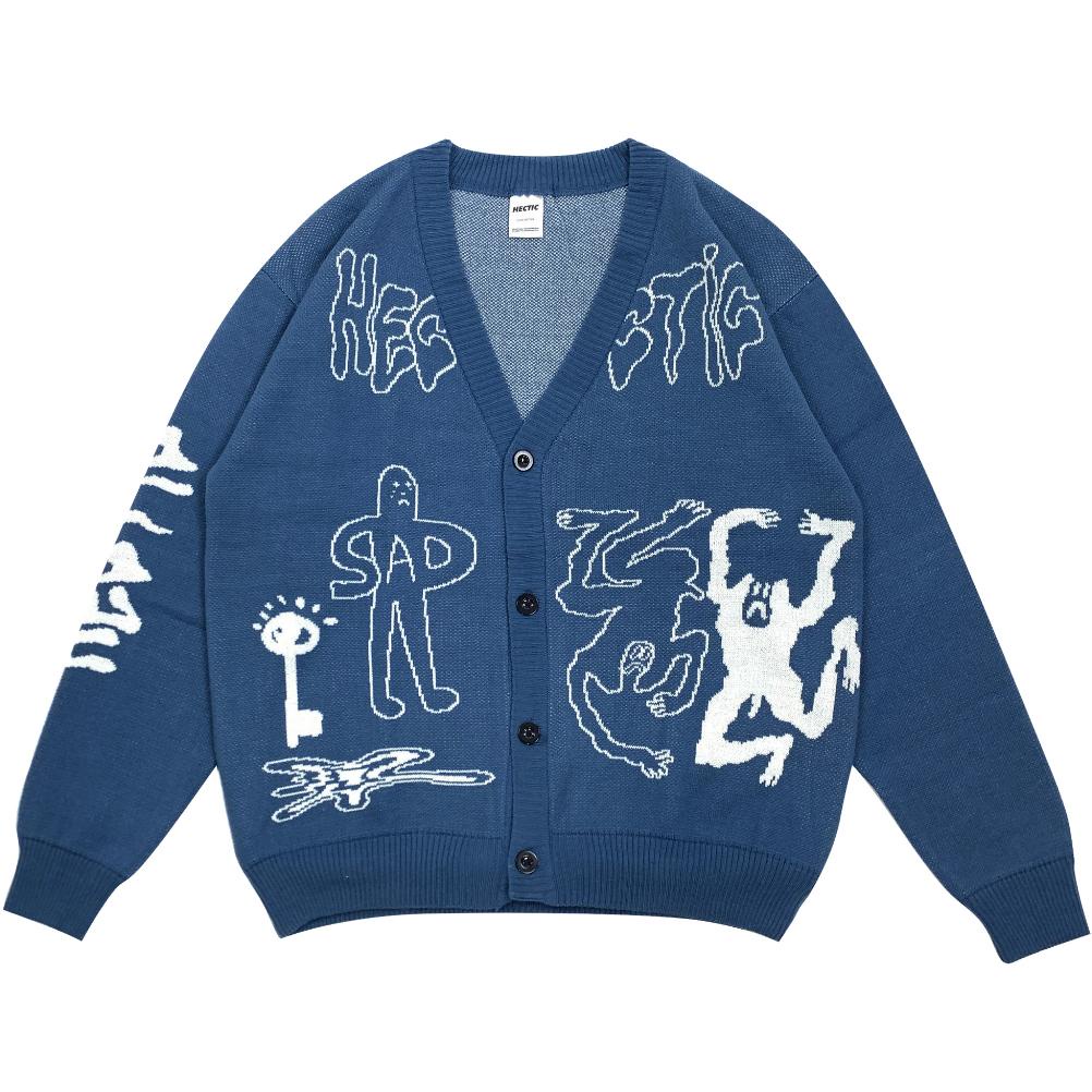 PROMO Hectic - Cardigan Blue - Knitwear - Corsvia MURAH