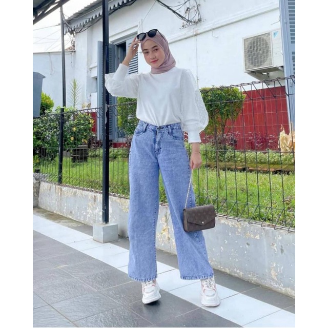 Celana Jeans Wanita Terbaru 2023 Cullote Sobek Korean Style Kulot Haighwaits Jens Jumbo Dewasa Lagi 