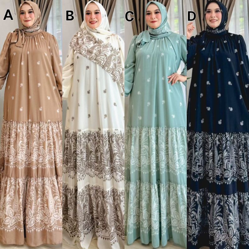 Bianca Set Dress by Poppy Syari || Set Gamis Hijab Segiempat