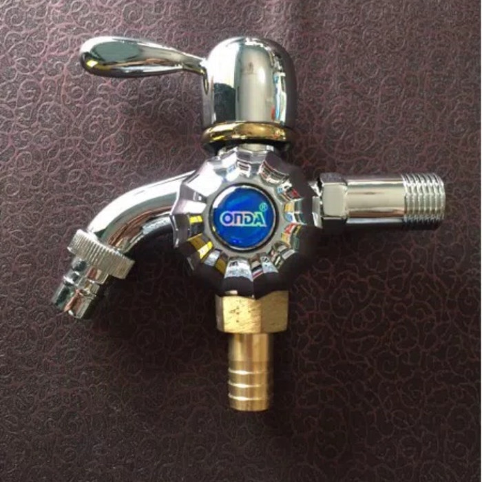 Kran cabang Onda plus sambungan kuningan mesin cuci/kran air doubble