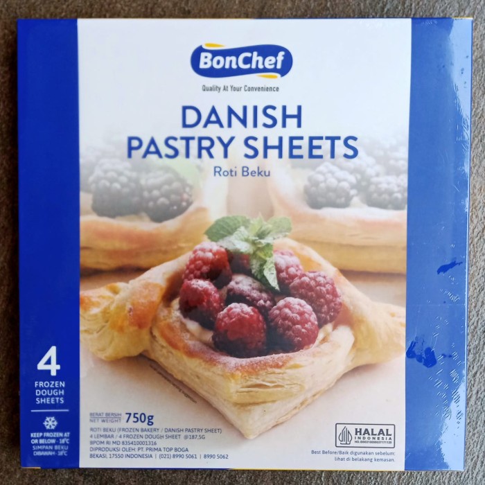 

Terbaru Bonchef Danish Pastry Sheet 750G (Isi 4 Lembar @187.5G) Promo Terlaris