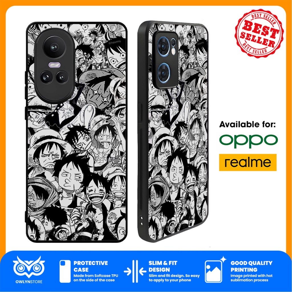 Case Casing Oppo Reno 10 8 9 7 6 8Z 5G 4G Pro Plus-One Piece Luffy YD1402