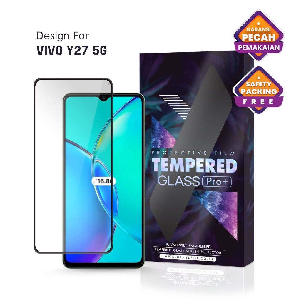 Premium Tempered Glass Vivo Y27 4G 5G Full Cover - Anti Gores Kaca Screen Protector Screen Guard Not