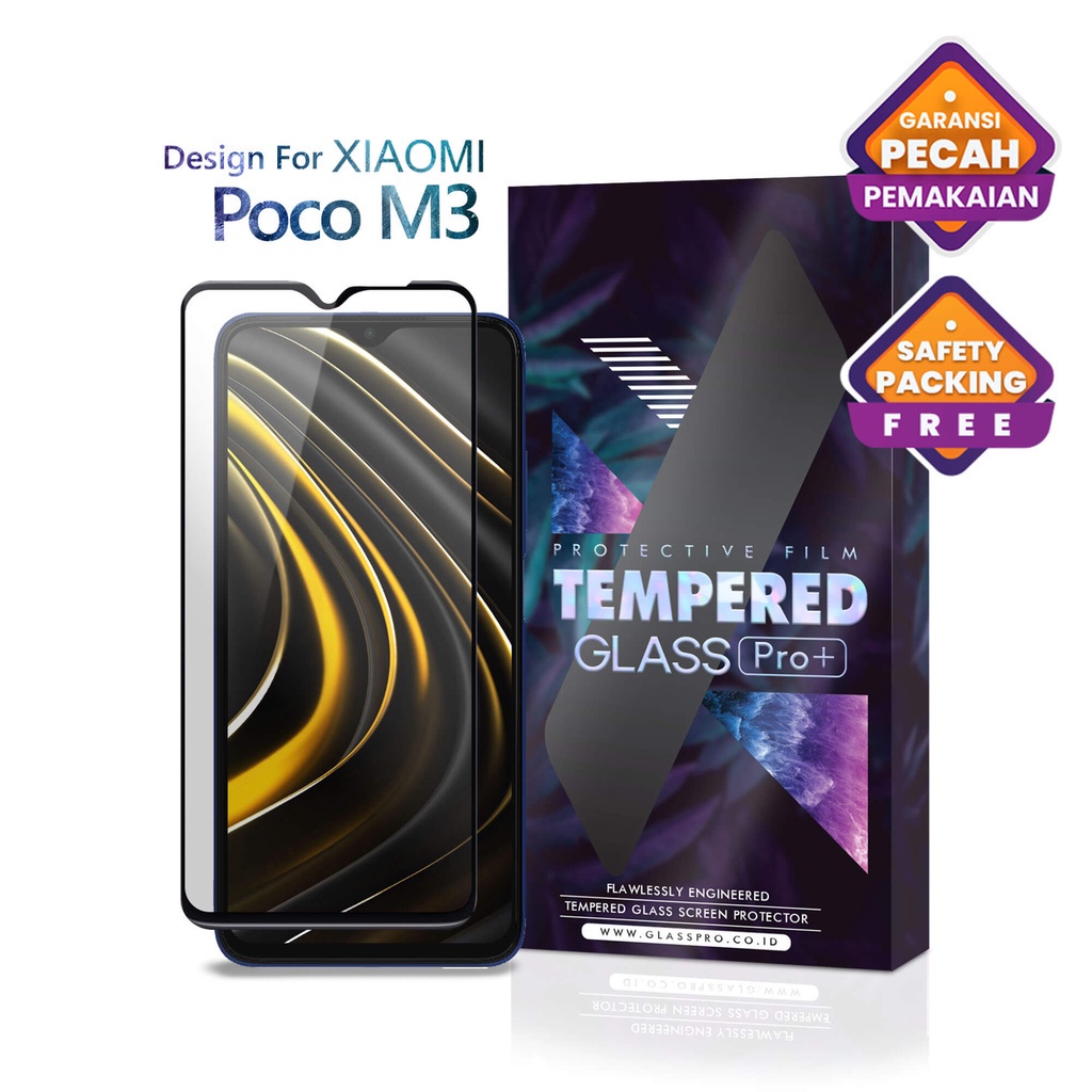 Glass Pro Tempered Glass Xiaomi Poco M3 Full Cover - Premium