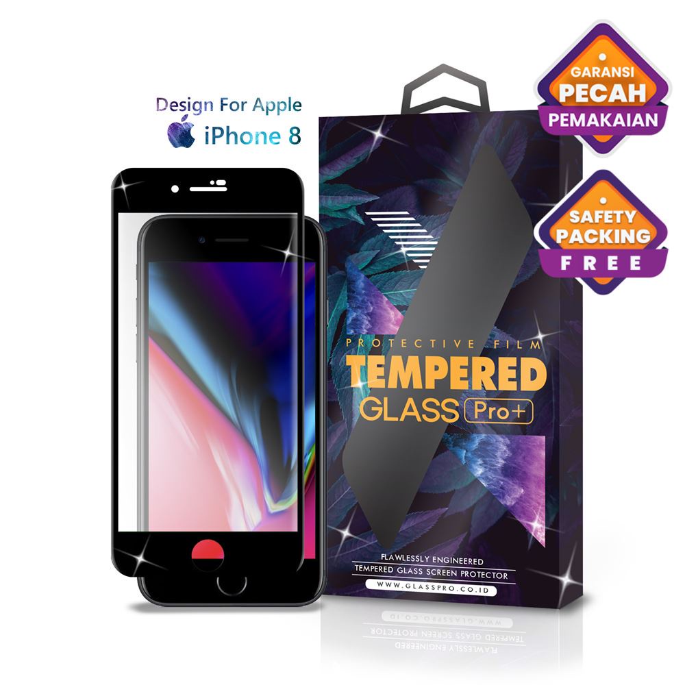 Glass Pro Tempered Glass iPhone 8 Full Cover Anti Gores Screen Guard Premium Quality Bergaransi