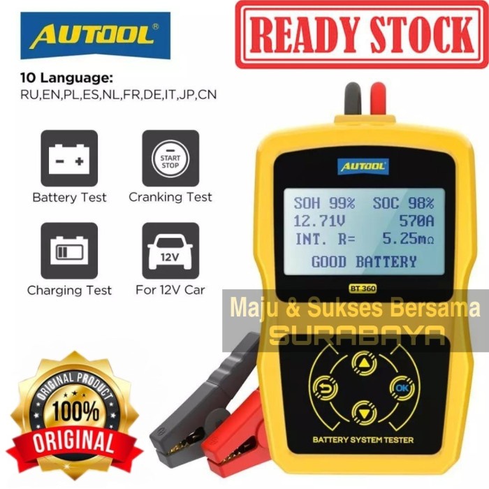 Promo Autool Bt360 Bt-360 12V Car Battery Tester Analyzer Baterai Aki Accu