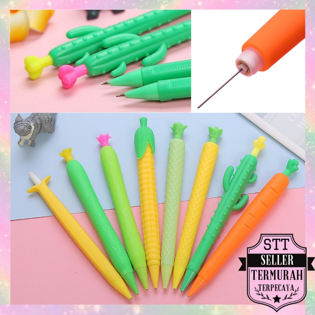 

STT Pensil Mekanik Bentuk Sayuran Mechanical Pencil Vegetables Aesthetic Fancy Wortel Corn Alat Tulis Anak Sekolah Murah