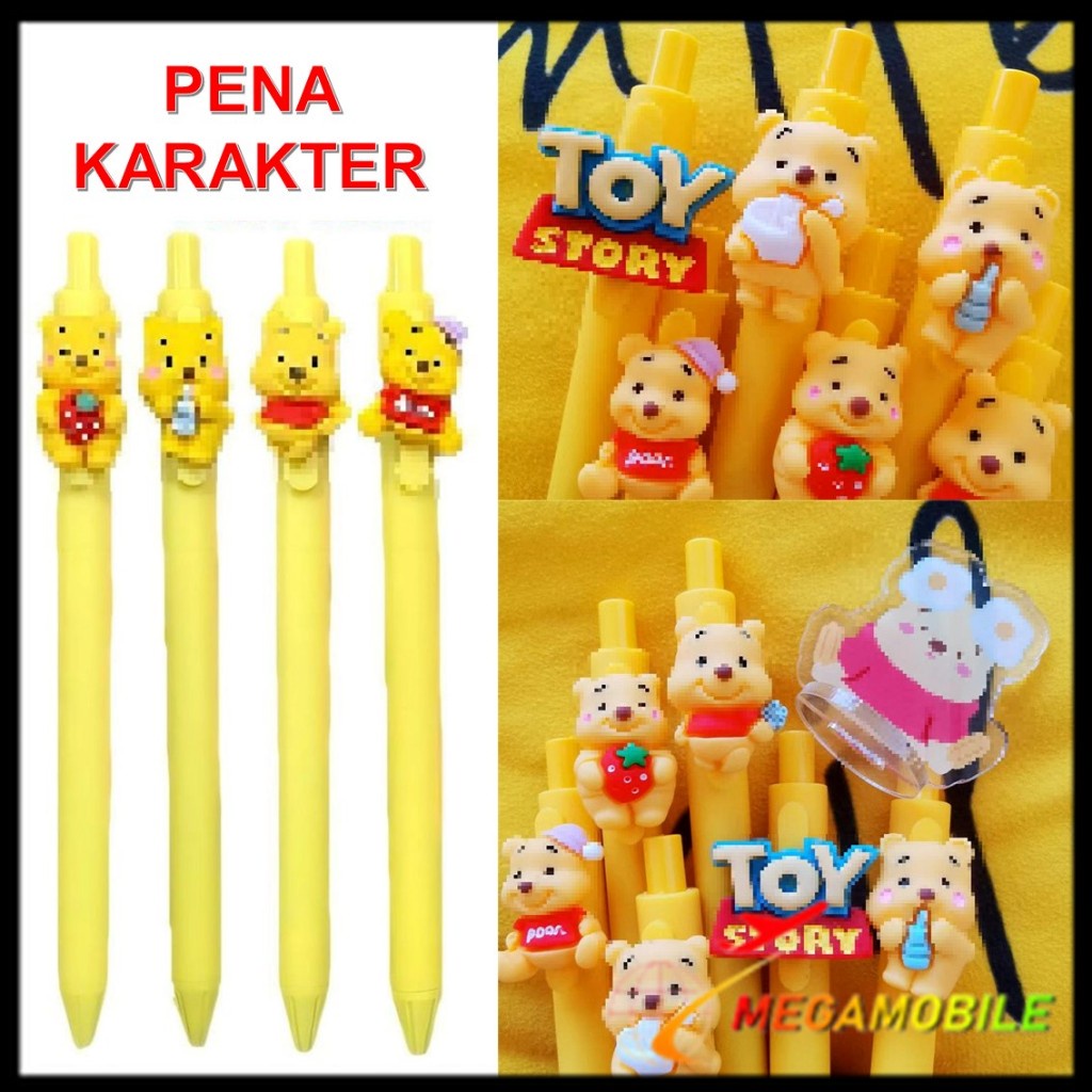 

MM - Pulpen Bear Kuning Tinta Gel Cair Hitam Motif Animasi Kartun Unik Pena Cetekan Karakter Beruang Kuning Lucu Alat Tulis Sekolah Kantor Stationary