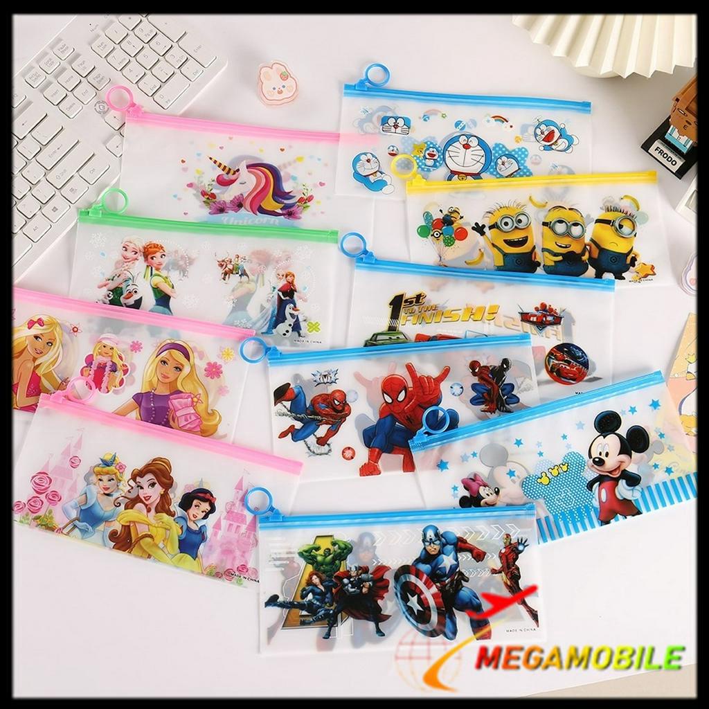 

MM - Tempat Pensil Pulpen Transparan Ziplock Karakter Serbaguna Pouch Zip Lock Penyimpanan Kosmetik Pouch Zipper Pencil Case Tempat Penyimpanan Alat Tulis Murah