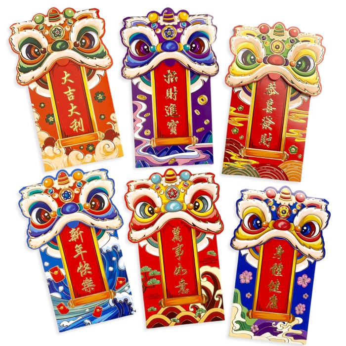 

New! W! Accessories Angpau Hongbao Imlek CNY Barongsai Lion 6pcs mix 6502 Limited