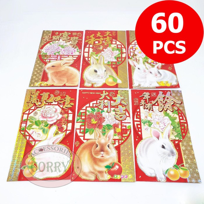 

New! Angpao Besar Kelinci Merah 60 PC Murah 16 Cm Bulk Grosir Banyak Imlek Limited