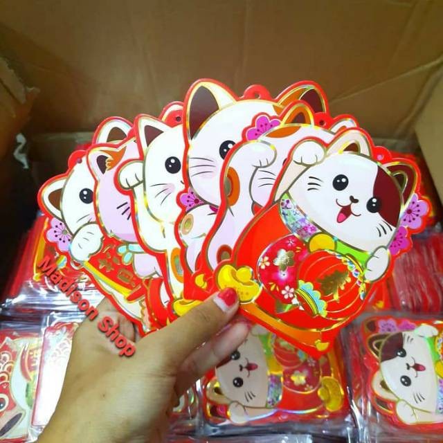 

New! Angpao Imlek Pendek 3d 112 Maneki Neko Ampao Hoki Grosir Murah Diskon Limited