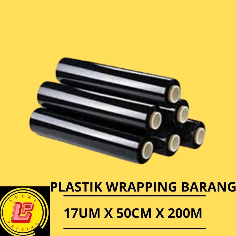 

Promo - Plastik wrapping barang - strech film bening hitam uk 50cm x 200m !