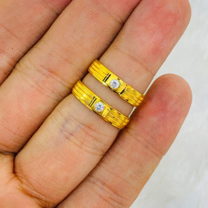 Cincin emas asli kadar 700 22 16k mata 1 ukir tunangan couple nikah