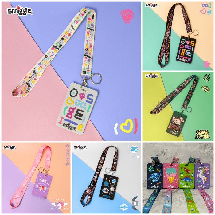 

Bagtag Smiggle with lanyard planet, ice cream, trex, space game/kado a