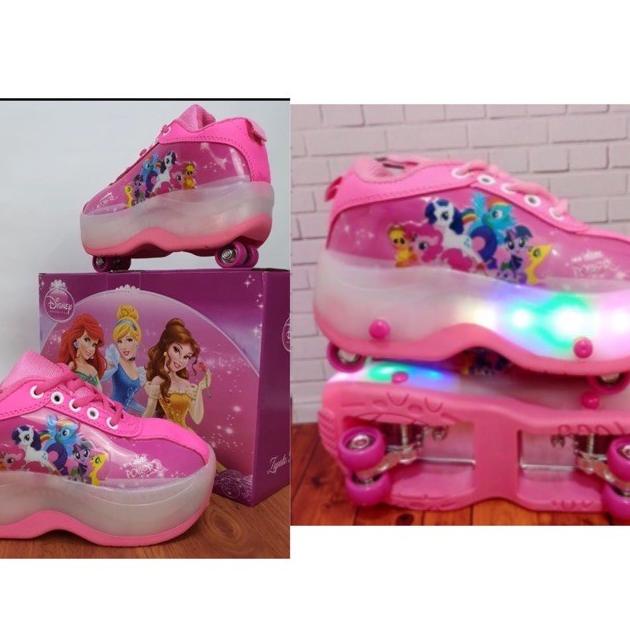 Ter Sepatu Roda Lipat Pony Lol Spiderman Frozen Lampu Kter Unicorn / Roda 4 / Little Pony / Mainan A