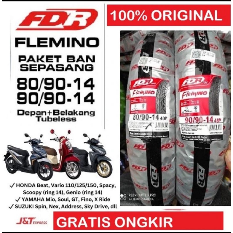 SEPASANG BAN MOTOR FDR FLEMINO RING 14.ALL MATIC BEAT,VARIO 125,MIO J
