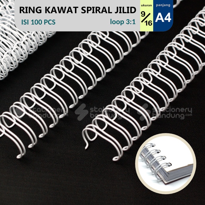 

Ring Kawat Spiral Jilid 9/16 A4 Spiral Wire 9/16 A4 3:1 35Lobang