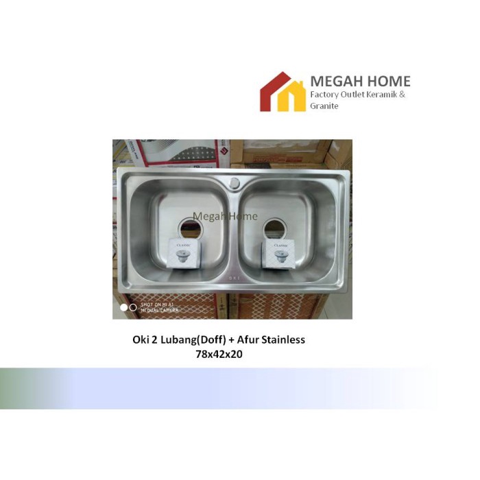 Bak Cuci Piring Oki 2 Lubang(Doff) + Afur Stainless Terlariss !!