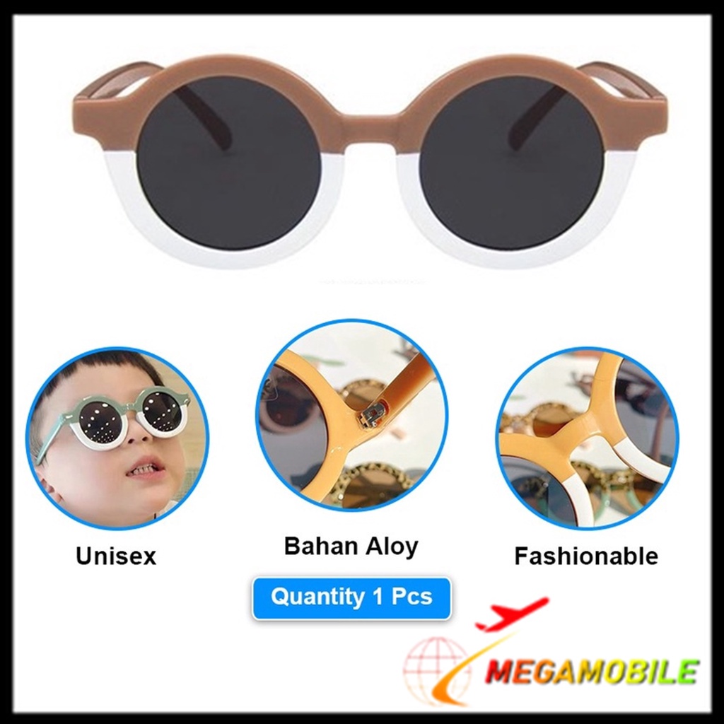 MM - Kacamata Anak Perempuan Bulat Leopard Korea Fashion Lucu 6683 Kaca Mata Laki Laki Hitam Gradasi