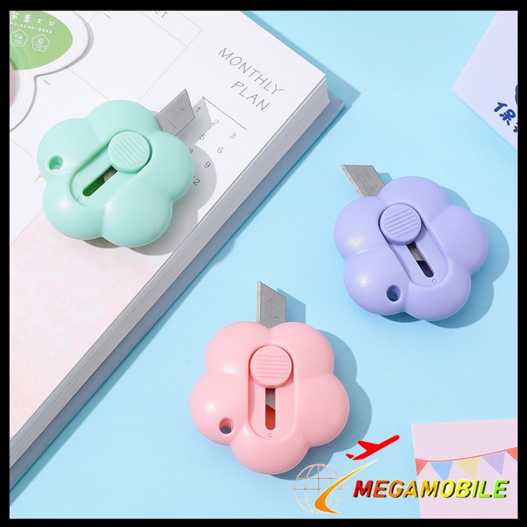 

MM - Cutter Mini Portable Bentuk Bunga Pemotong Kertas Cutter Lucu Bentuk Flower Warna Pastel Untuk Unboxing Paket