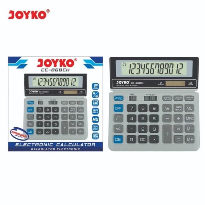 

KALKULATOR JOYKO CC868CH 12DIGIT/CALCULATOR JOYKO ORI CHECK CORRECT ORIGINAL TERBARU
