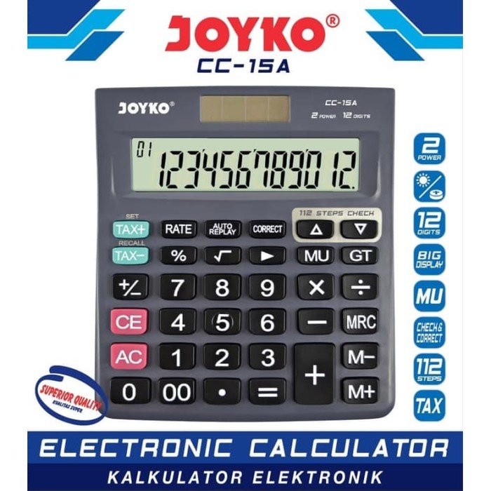 

CALCULATOR KALKULATOR JOYKO CC-15A 12 DIGITS CHECK CORRECT MURAH ORIGINAL TERBARU