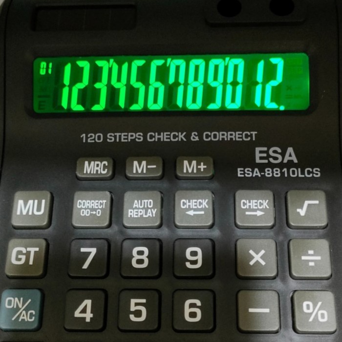 

KALKULATOR 2 SISI 2 LAYAR ESA-8122TX CHECK CORRECT 12 DIGIT ORIGINAL TERBARU