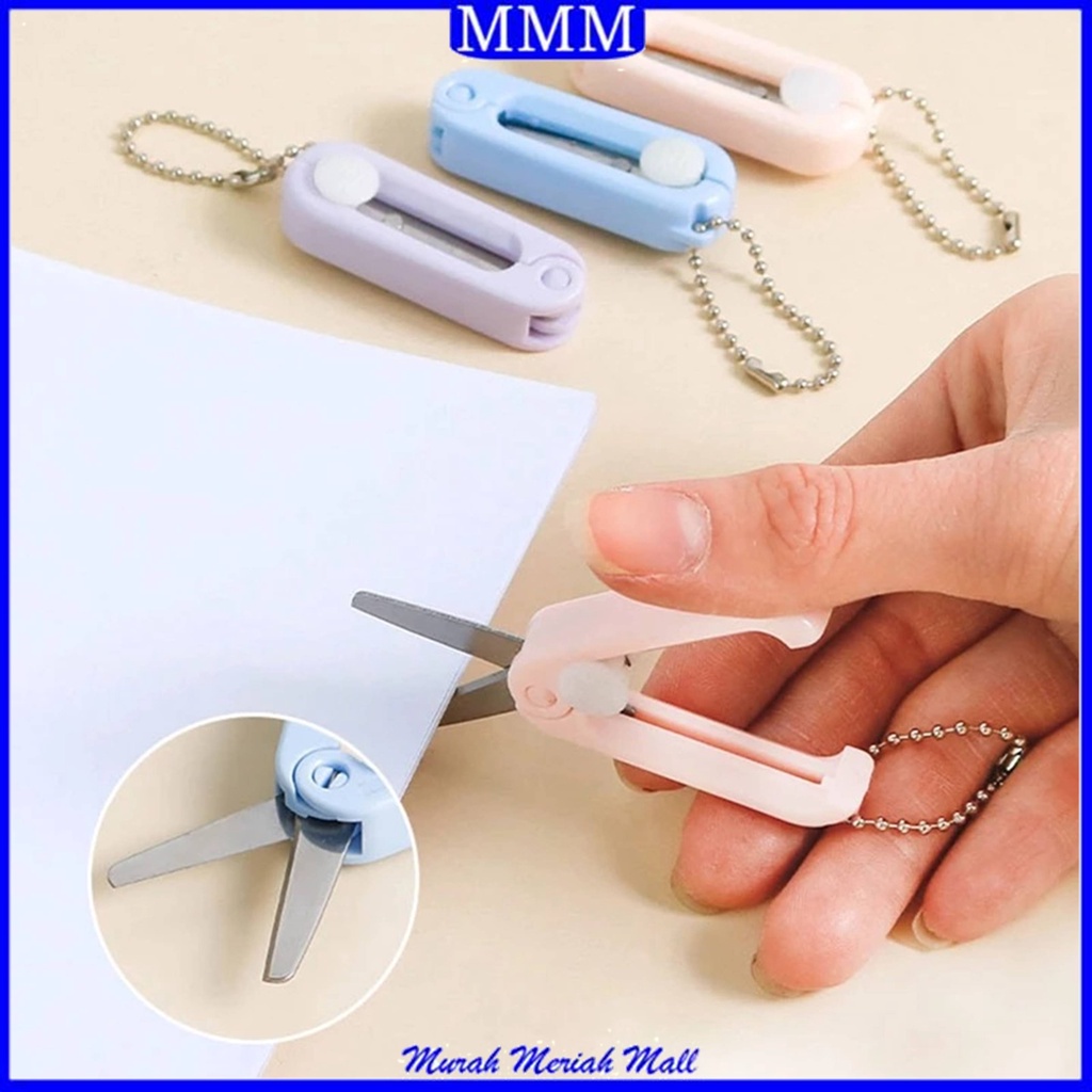 

MMM Gunting Lipat mini Portable tarik Stainless Steel Retractable Mini Folding Scissors Pemotong Kertas Paper Cutter lucu