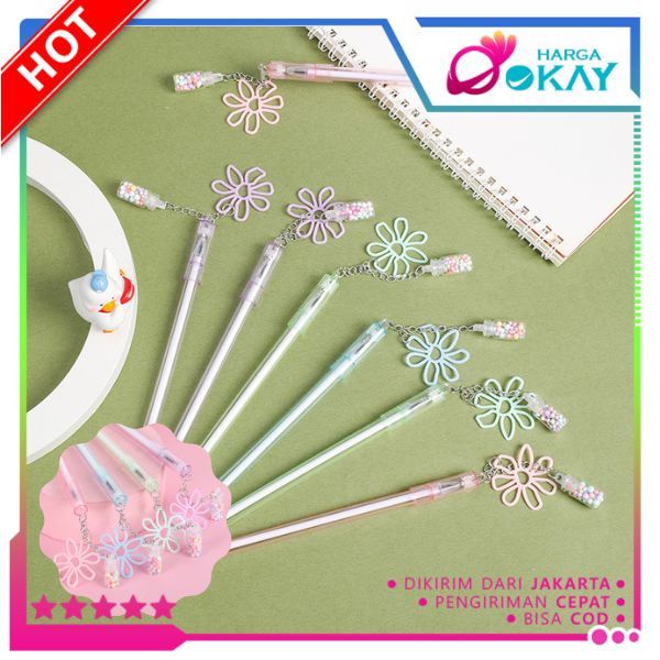 

HO Pulpen Lucu Aesthetic Pena Gantungan Botol Bunga Fancy Pen Pena Gel Bolpen Unik warna pastel cute Bola Salju Warna Warni Alat Tulis Kantor