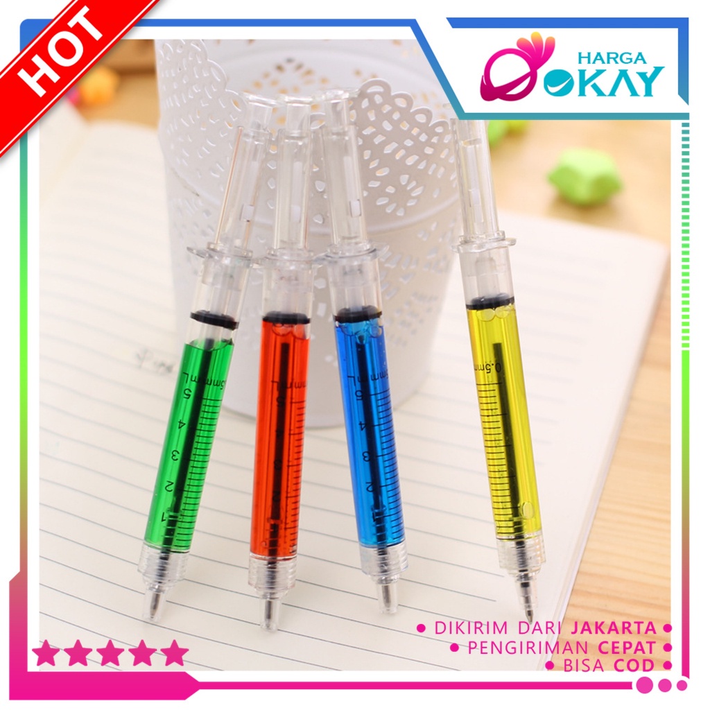 

HO Pena Alat Tulis Anak Sekolah Murah Pulpen Jarum Suntik Lucu Korean Syringe Ballpoint Pen Souvenir Aesthetic Fancy