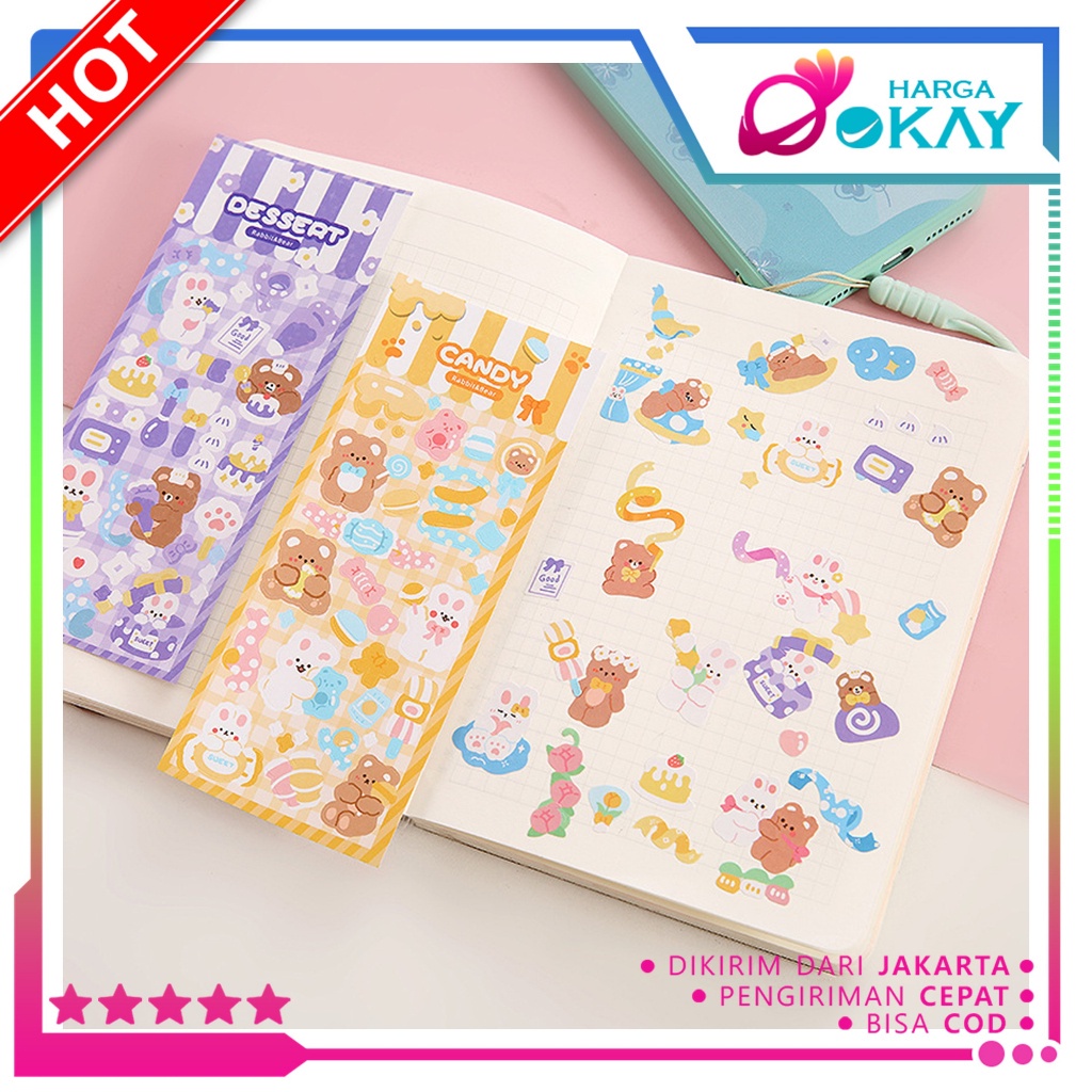 

HO STICKER WATERPROOF KARTUN BEAR RABBIT HOLOGRAM STIKER MOTIF KARTUN BERUANG DAN KELINCI KOREA LUCU ANTI AIR DEKORASI HANDBOOK SCRAPBOOK DIY STICKER BOTOL MINUM TUMBLR VIRAL LUCU MURAH CANTIK