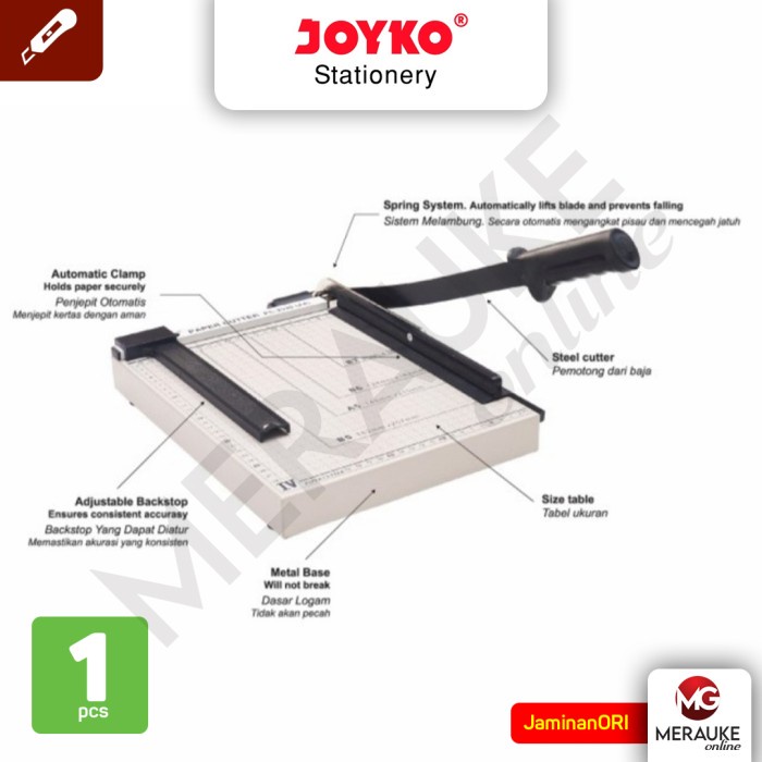 

Joyko Paper Cutter / Pemotong Kertas Ukuran A4 Pc-2530