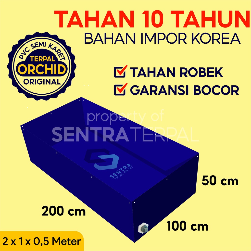 Terpal Kolam Terpal Ikan Kotak Orchid 200x100x50 / 100x200x50 / 2x1x05 / 1x2x05  Kolam Terpal Kotak 