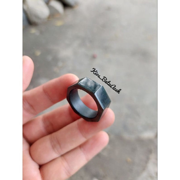 Cincin Batu Giok Black Jade Original Asli Aceh Cutting Baut