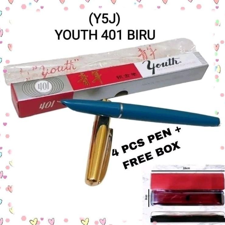 

[Ter] Paket Grosir Fountain (Y5J) + Free Box . Youth 401 Blue. A Pul Tinta Isi Ulang Ink