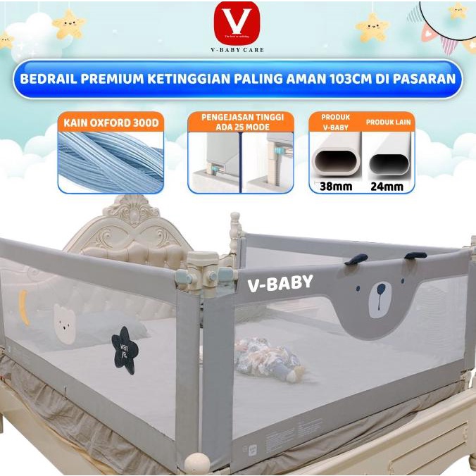 V-BABY CARE babyBedrail Baby Bed Rail Safety Guard Bedguard VBABY-N1