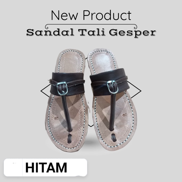Sandal Wanita Tali Gesper Kulit Asli Sendal Kulit Terumpah Terompah