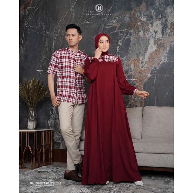 Tebus Murah BIRU SUHITA SHIRT DRESS Couple Sarimbit Adem Promo by Nadheera Luxury