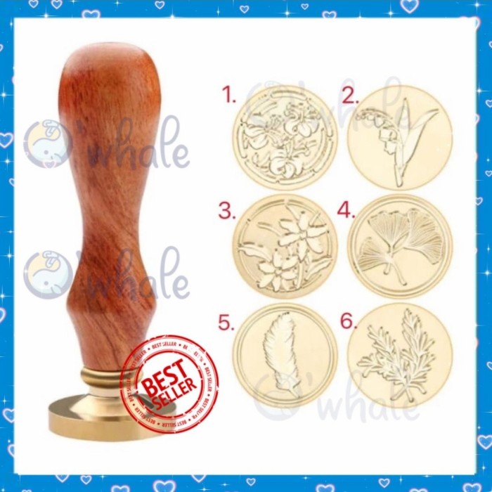 

Wax Sealer Feather Wooden Stamp / Stempel Segel Tembaga Planner