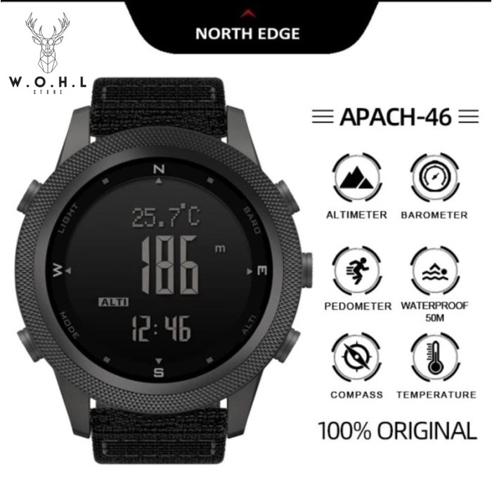 NORTH EDGE APACHE 46 AP46 WATCH OUTDOOR SPORTS ALTI BAROMETER COMPASS