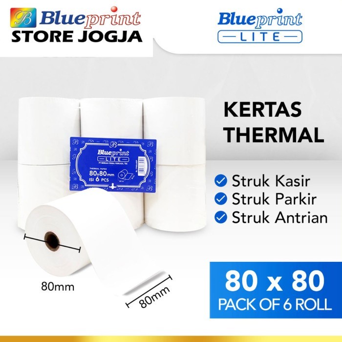 

`````````] Kertas Thermal Struk Kasir Blueprint Lite 80x80 mm - 1 Pack 6 Roll