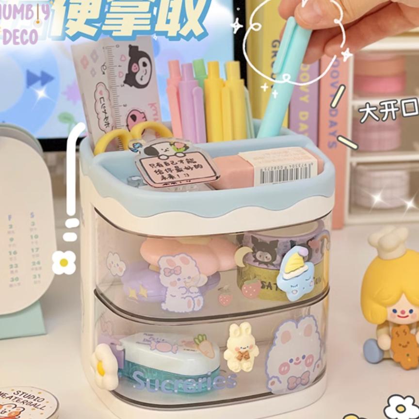 

Humbly Deco - Korean Aesthetic Melted Stationary Cil Holder With Rotating Storage Ra | Tempat Yimpanan Alat Tulis Sil Rak Ala Korea Style