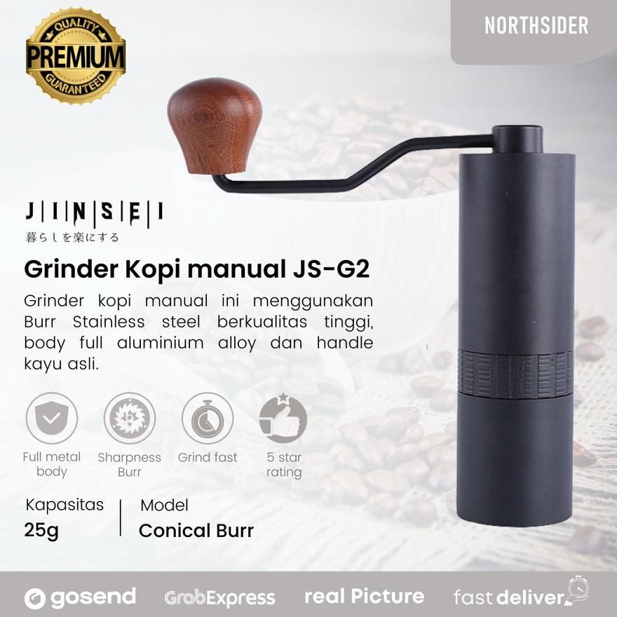 Hand coffee grinder kopi manual metal body stainless steel burr JS-G2