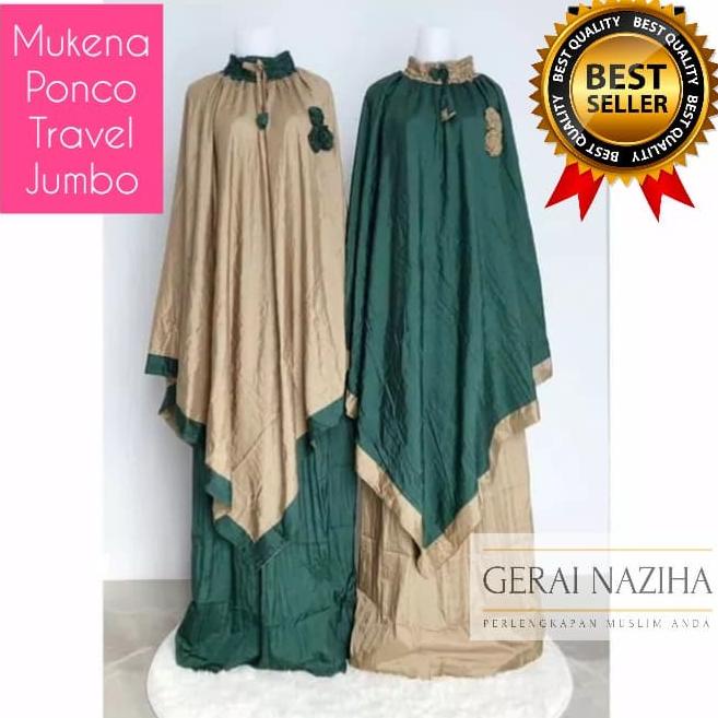 Mukena Parasut Jumbo Dewasa Ponco Travel Pocong Traveling Elegan