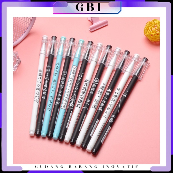 

GBI Pen Tinta Gel Mekanik Ujung Lancip Pena Gel 0.5mm Bolpoin Warna Hitam Pulpen Aksen Japanses Alat Tulis Kerja