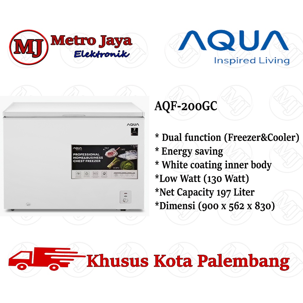 Chest Freezer AQUA AQF-200GC 200 Liter AQF 200 GC Freezer Box AQUA
